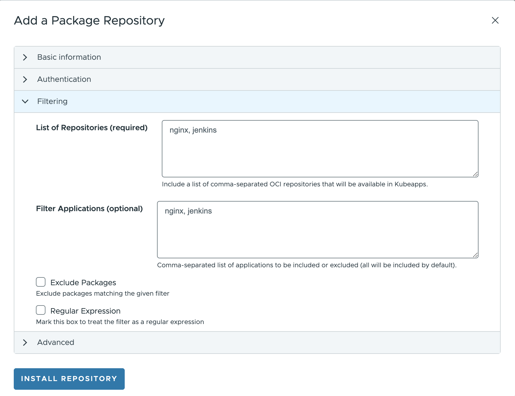 AppRepository with filter